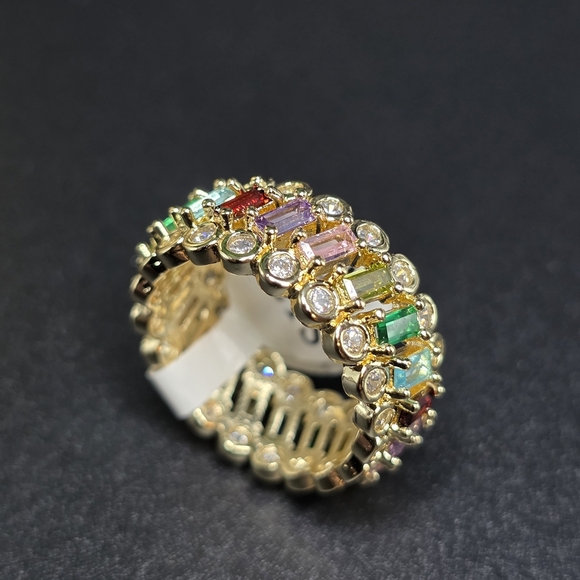 ✨ Gold-Filled Rainbow Eternity Ring ✨ - Picture 1 of 3